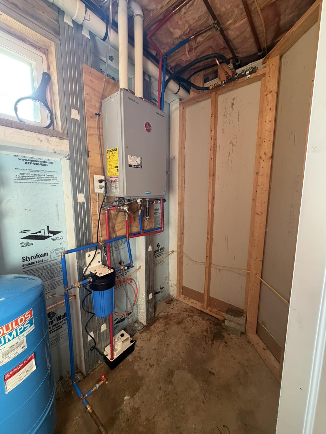 Rheem tankless water heater installation with filtration system