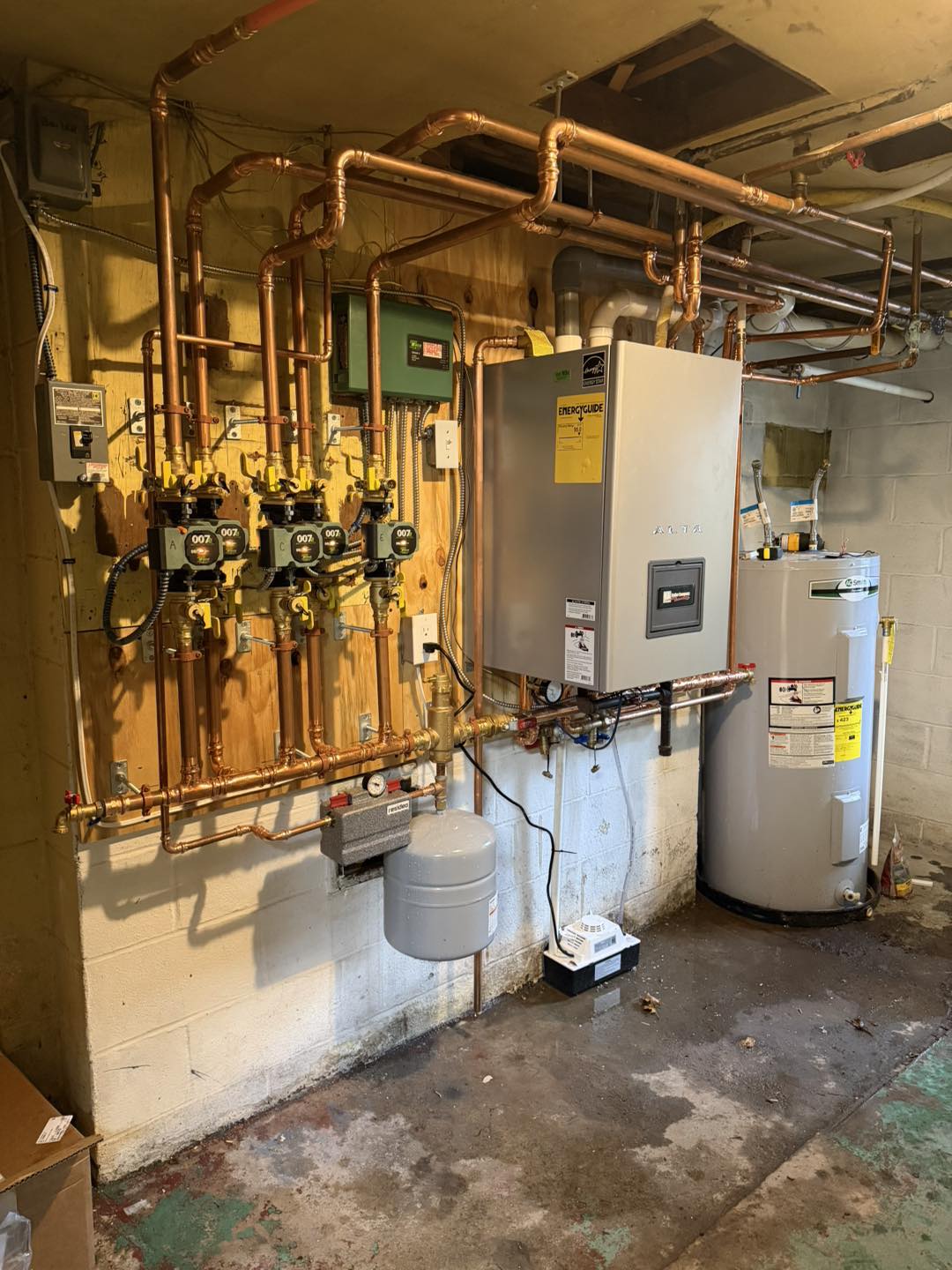 Completed copper plumbing and boiler system overhaul