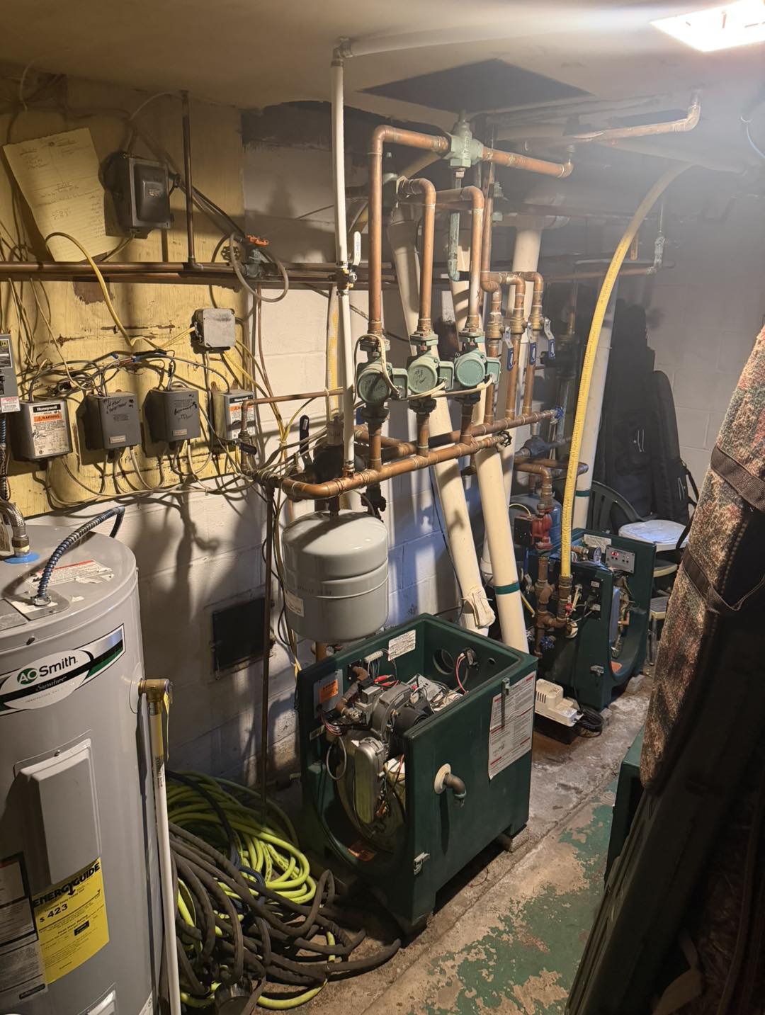 Aging boiler and plumbing system before overhaul