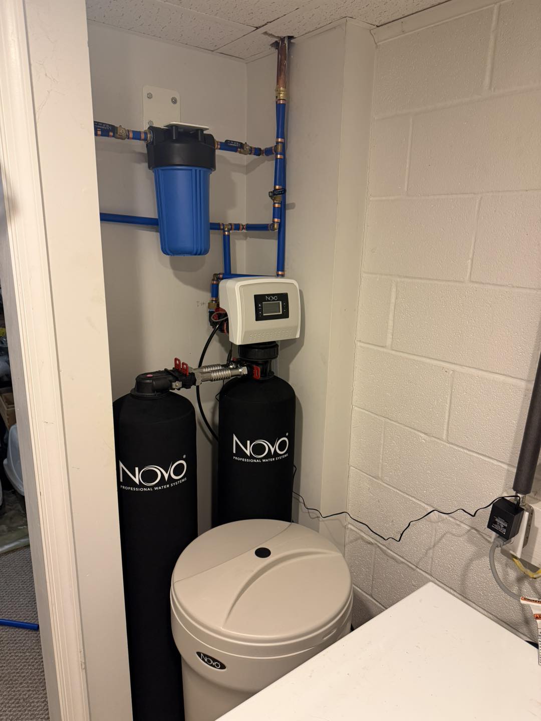 NOVO professional water softener and filtration system installation